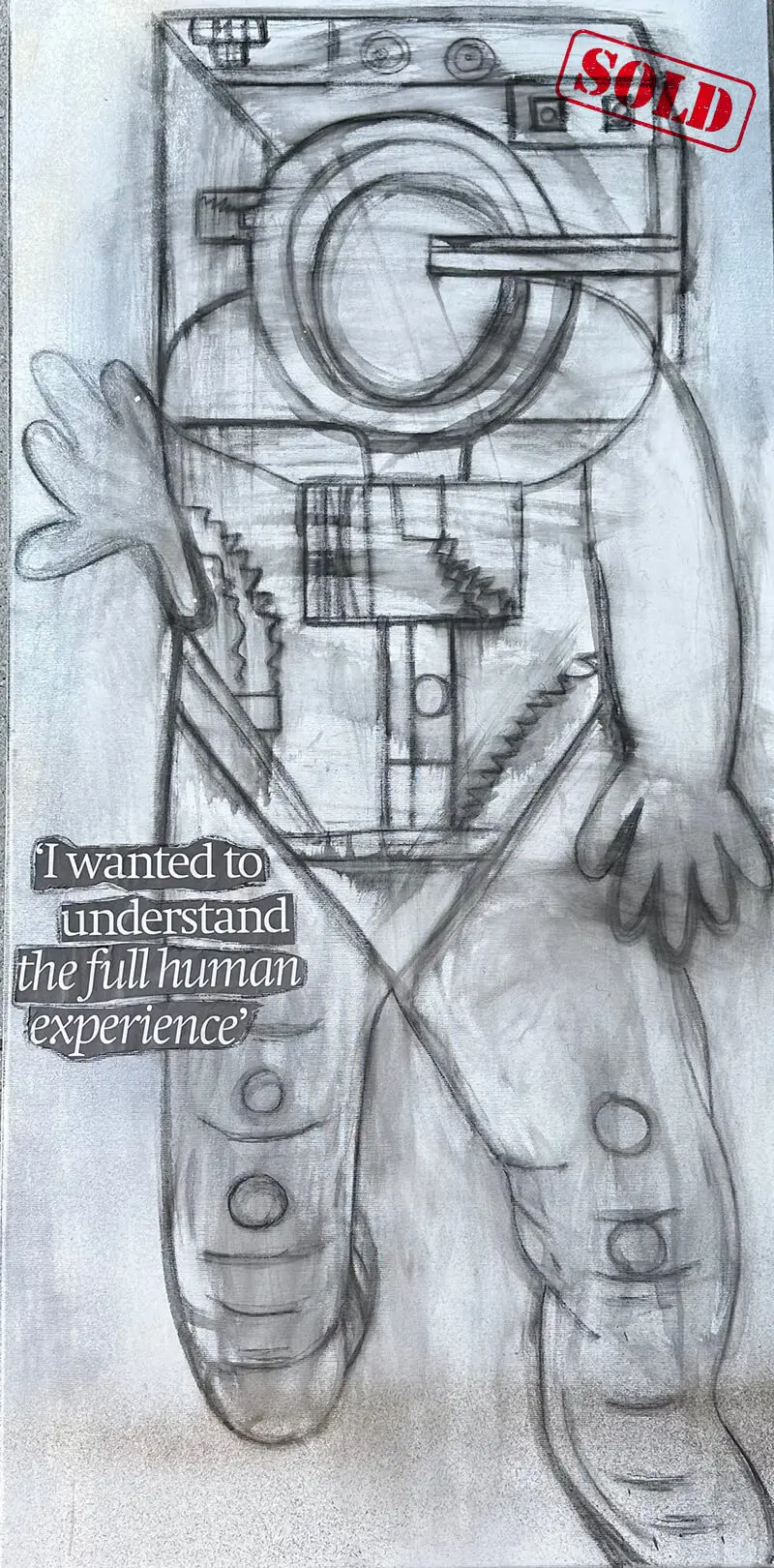 Suzy Forel, Mixed-Media-Collage Nr. 65, Astronaut-Motiv